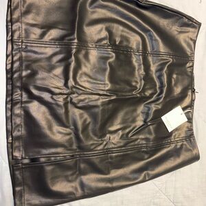 Mango Black Faux Leather Skirt
